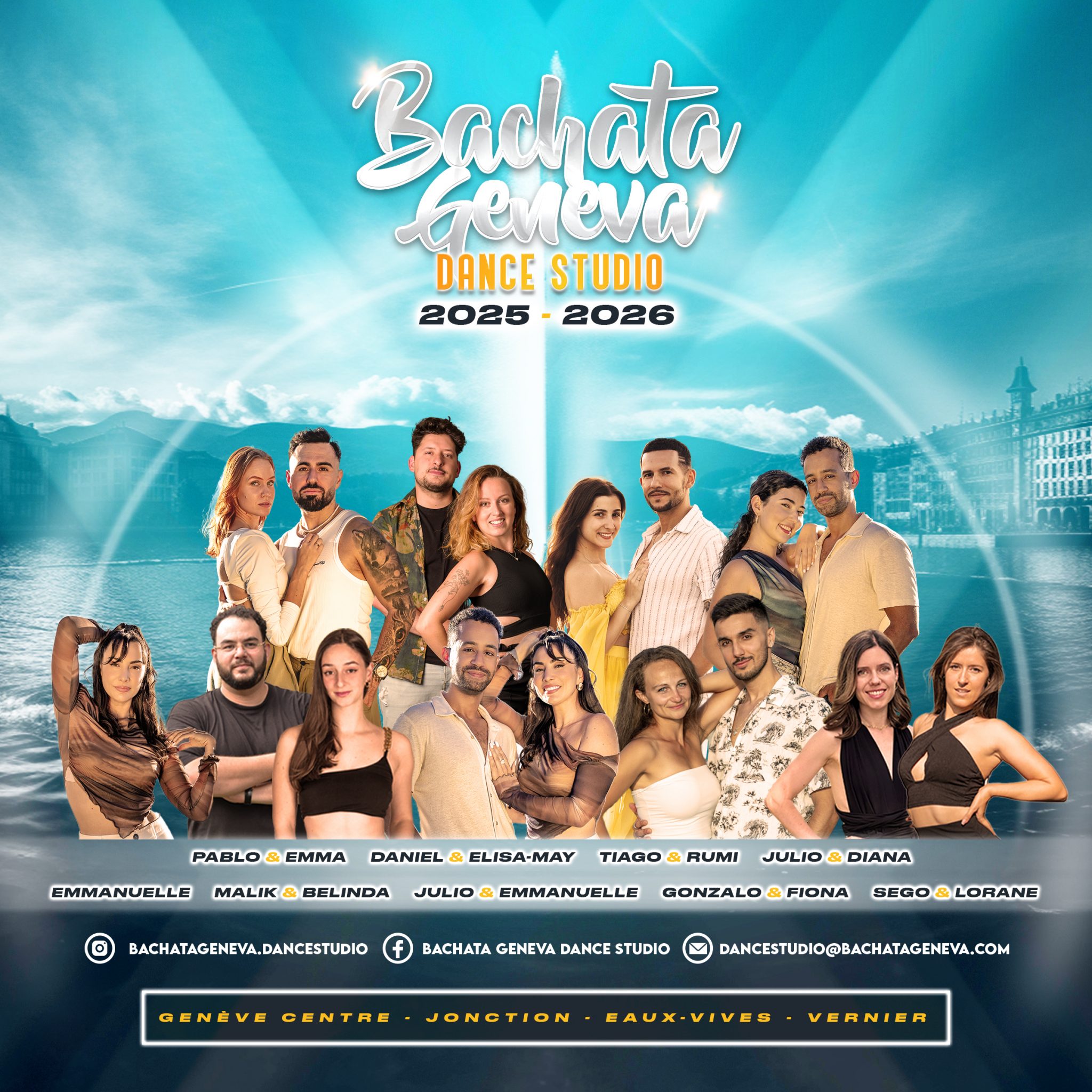 Bachata Geneva Dance Studio 2025-2026 Schedule - Latin dance classes in Geneva with professional instructors